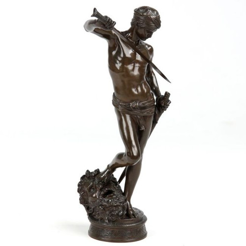 Antonin Mercie (French, 1845-1916) Antique Bronze Sculpture "David Vainqueur"