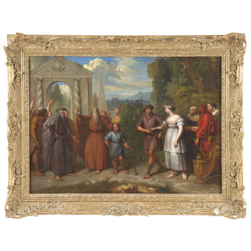 Continental School (18th Century) Antique Oil Painting Greco-Roman Wedding Scene