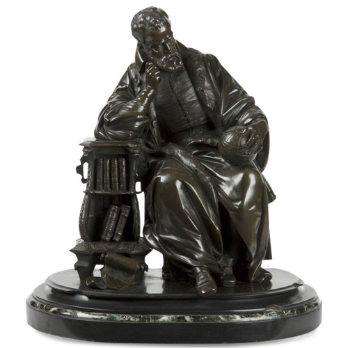French Antique Bronze Sculpture of Astronomer Galileo, 19th Century