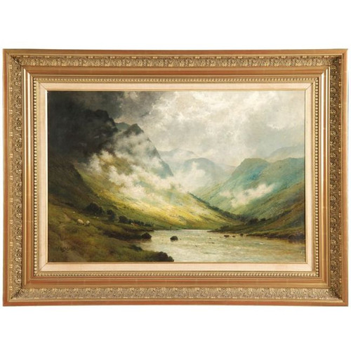 Alfred de Breanski (British, 1877-1957) Antique Landscape Painting of Highlands