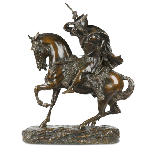 Thomas Cartier (French, 1879-1943) Antique Bronze, Nordic Warrior on Horseback