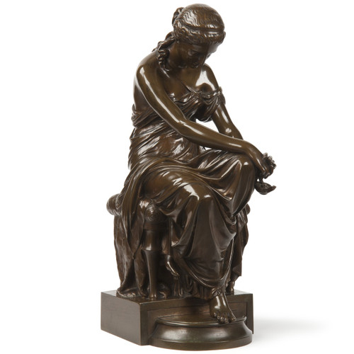 Eugene Aizelin (French, 1821-1902) Antique Bronze Sculpture "Psyche" Barbedienne