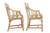 "Balboa" Leather-Wrapped Rattan Arm Chairs and Game Table by McGuire