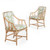 "Balboa" Leather-Wrapped Rattan Arm Chairs and Game Table by McGuire