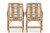 "Balboa" Leather-Wrapped Rattan Arm Chairs and Game Table by McGuire