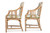 "Balboa" Leather-Wrapped Rattan Arm Chairs and Game Table by McGuire