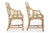 "Balboa" Leather-Wrapped Rattan Arm Chairs and Game Table by McGuire