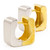 Pair of Contemporary White and Yellow 14k Gold Huggie Earrings