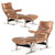 Rare Richard Hersberger Leather and Chrome Lounge Chairs and Ottomans