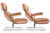 Rare Richard Hersberger Leather and Chrome Lounge Chairs and Ottomans