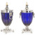 Pair of English Silver-Plate Cobalt Glass Chestnut Urns
