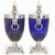 Pair of English Silver-Plate Cobalt Glass Chestnut Urns