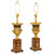 Pair of Neoclassical Gilt and Patinated Bronze Lamps