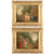 French School (18th Century) Pair of Antique Courting Scene Paintings 