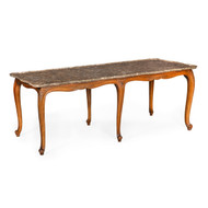 French Rococo Revival Low Coffee Table with Marble Top