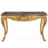 Louis XV Style Giltwood Marble Top Pier Console Table
