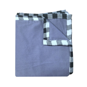 Swiss Shield EMF Throw Blanket Grey-Blue/Grey-Blue with Plaid Trim - Small 