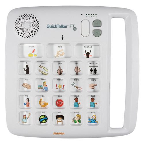 Photo #1 front of QuickTalker FeatherTouch 23showing message locations