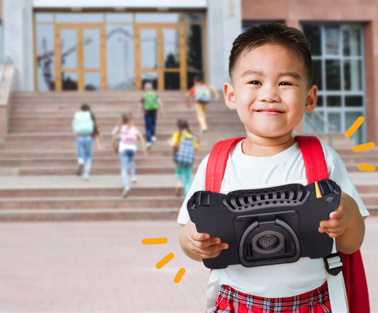 Boy with Quicktalker Device