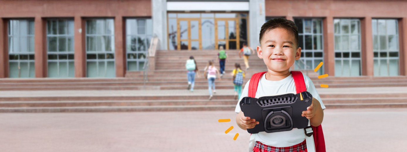 Boy with Quicktalker Device