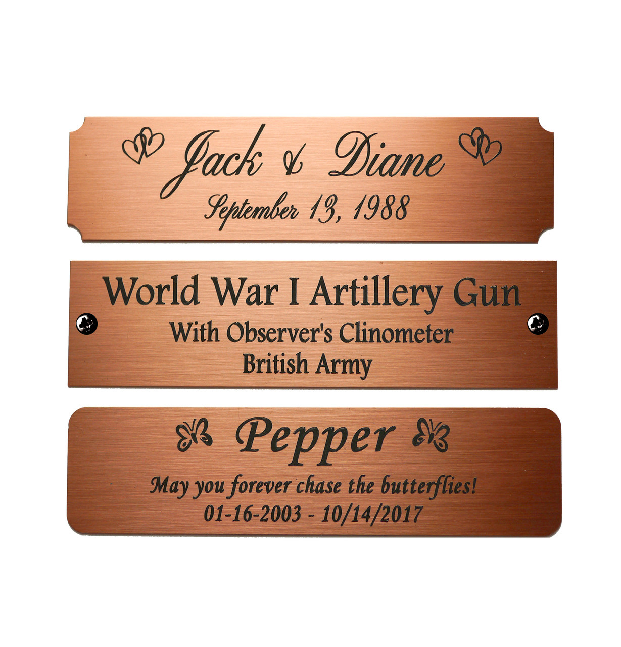 Customizable Copper Name Tags - Up to 4x 2, PlaqueMaker