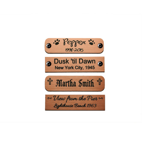 Copper, Brushed Finish Engraved Plate 2" W x 1/2" H