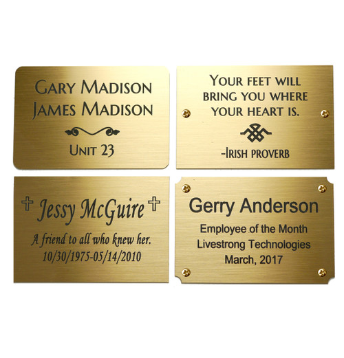 Brass, Brushed Gold Finish Engraved Plate 3" W x 2" H