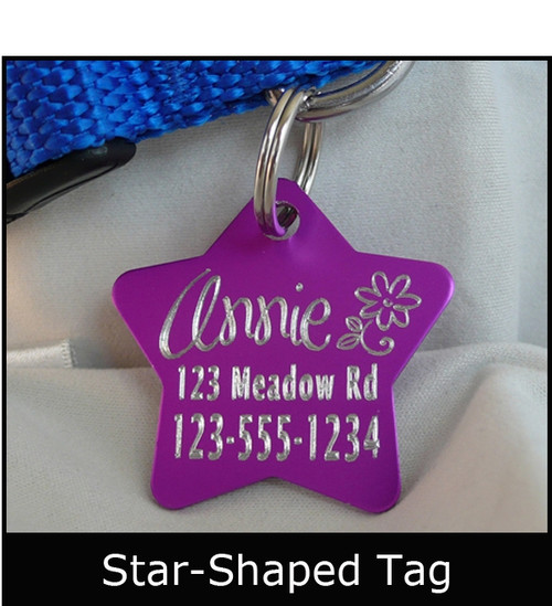 Anodized Aluminum Star-Shaped Pet ID Tag-Large-Quick Order