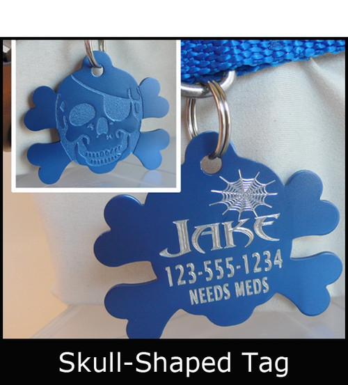 Anodized Aluminum Skull-Shaped Pet ID Tag-Medium / Quick Order