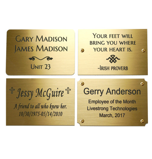 Engraved Brushed Gold Aluminum Plate