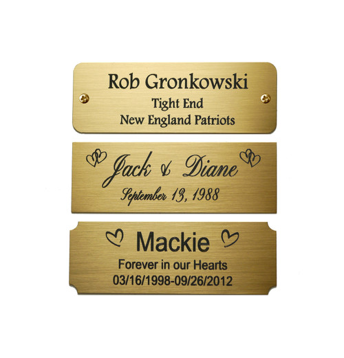 Brass, Brushed Gold Finish Engraved Plate 3" W x 1" H-Quick Order