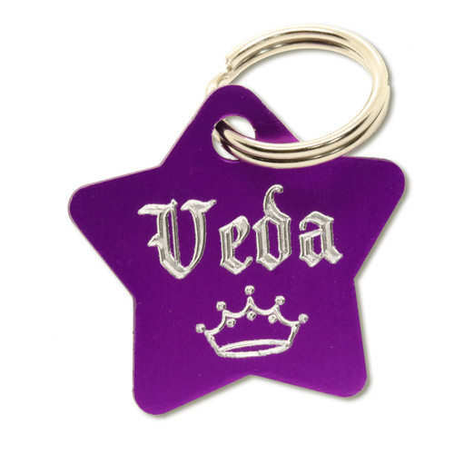 Custom Engraved, Two Sided Star-Shaped Pet ID Tag (Small) Anodized Aluminum  Custom Engraved, Two Sided Star-Shaped Pet ID Tag (Small) Anodized Aluminum