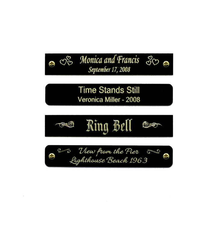 Black Coated Brass Engraved Plate 3" W x 1/2" H