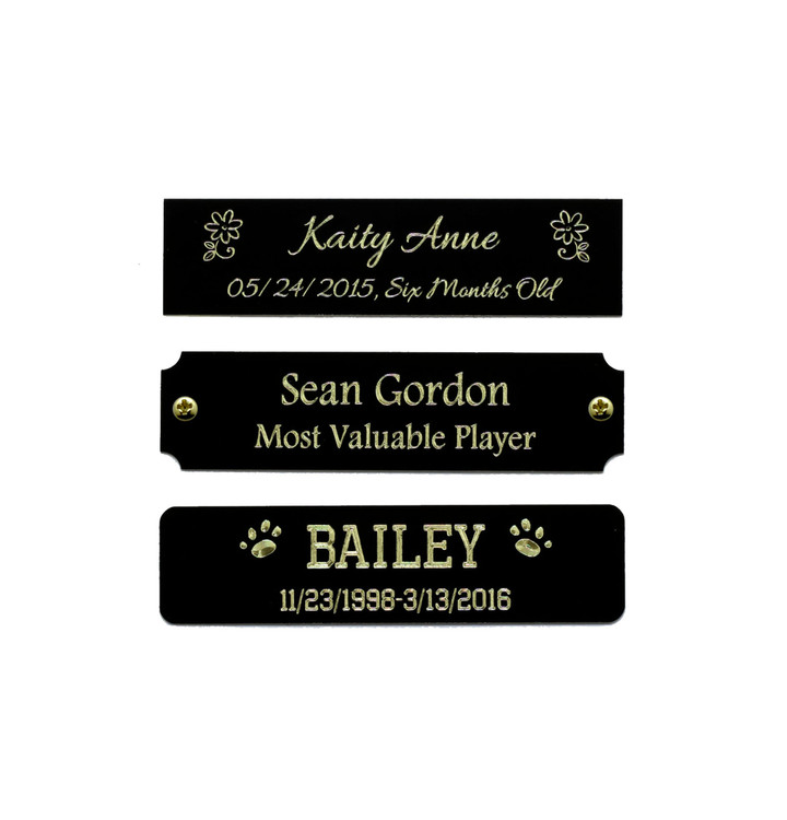 Black Coated Brass Engraved Plate 3" W x 3/4" H