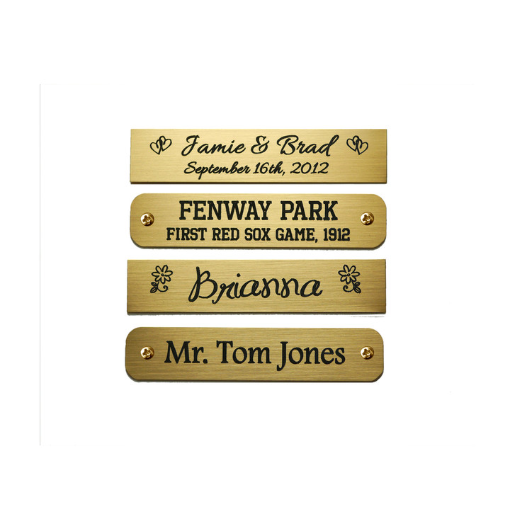 Brass, Brushed Gold Finish Engraved Plate 2-1/2" W x 1/2" H