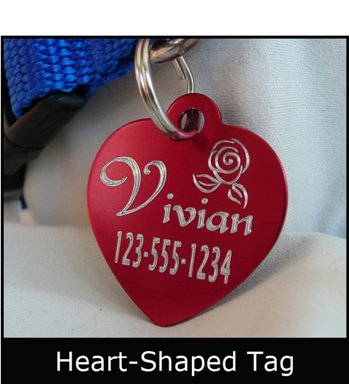 Anodized Aluminum Heart-Shaped Pet ID Tag-Small-Quick Order