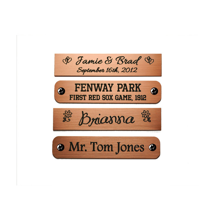 Copper, Brushed Finish Engraved Plate 2-1/2" W x 1/2" H-Quick Order
