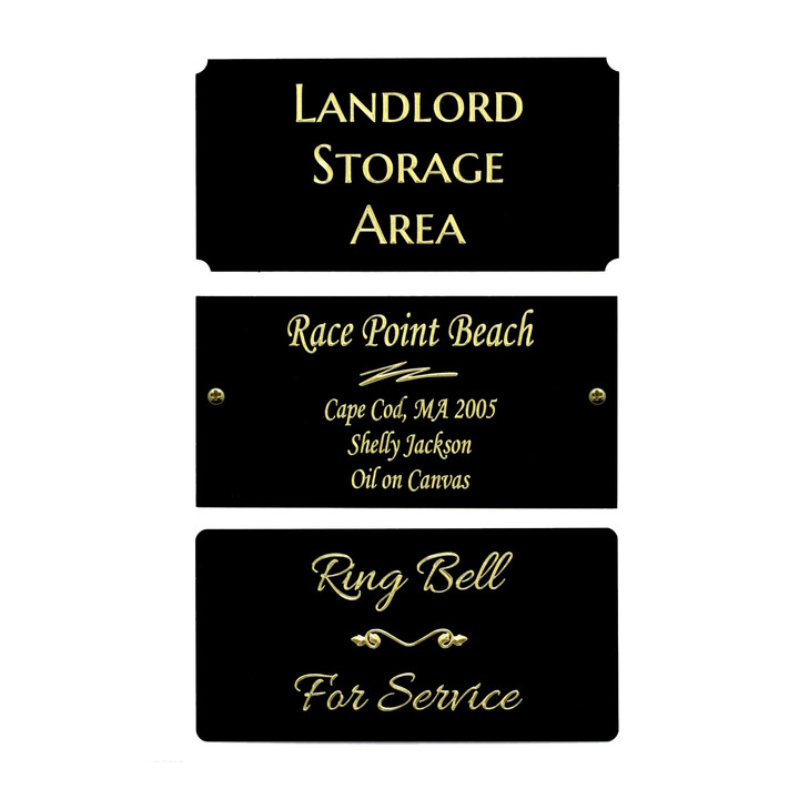 Black Coated Brass Engraved Plate 4" W x 2" H-Quick Order