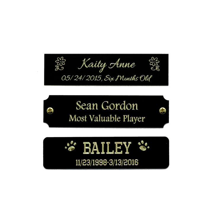 Black Coated Brass Engraved Plate 3" W x 3/4" H-Quick Order