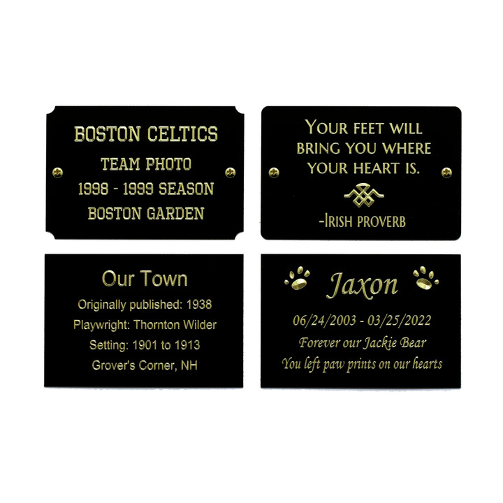 Black Coated Brass Engraved Plate 3" W x 2" H-Quick Order