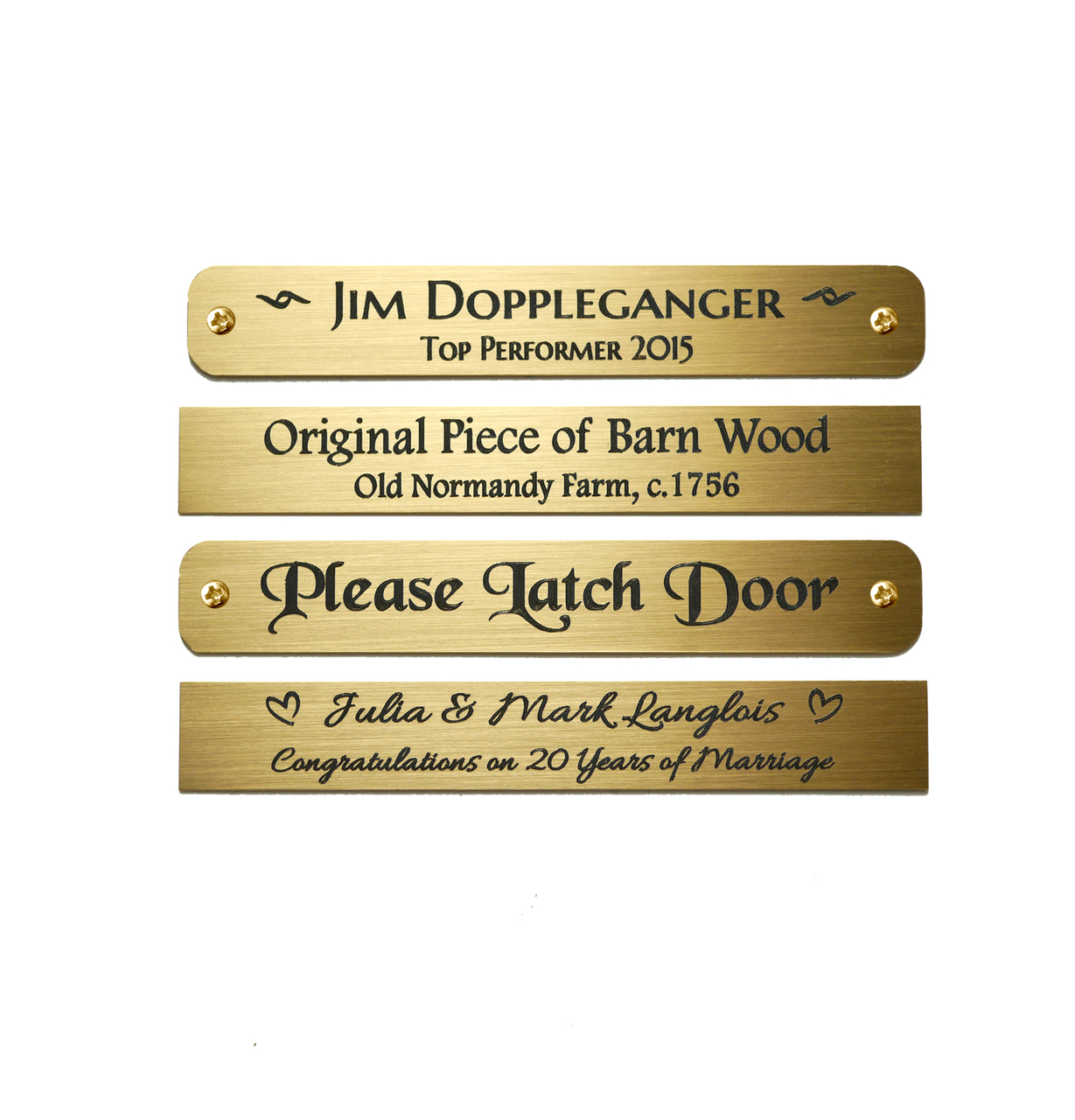 Brass, Brushed Gold Finish Engraved Plate 3-1/2 W x 1/2 H