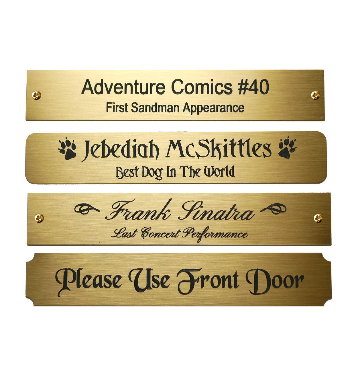 Brass, Brushed Gold Finish Engraved Plate 4-1/2 W x 3/4 H