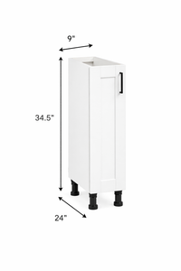 9" Wide Base Cabinet Full Height Door, Thermofoil Door, White