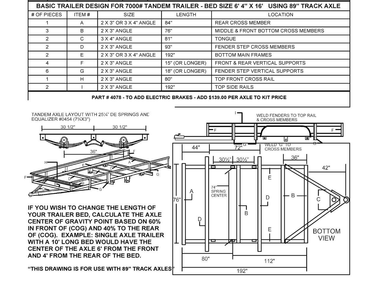 73 Tandem Utility Trailer Undercarriage Kit Build Your Own Utility Trailer Kit From Champion Trailers