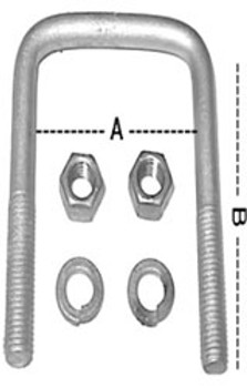 Galvanized  3/8 X 1 3/4" X 4" Square Ubolt