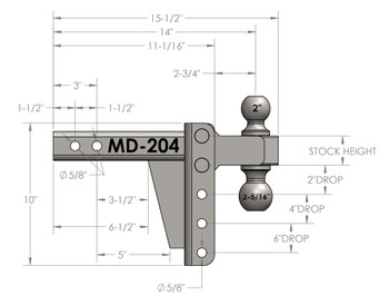 Bulletproof Trailer Hitch, 2.0 inch Medium Duty with 2inch Drop