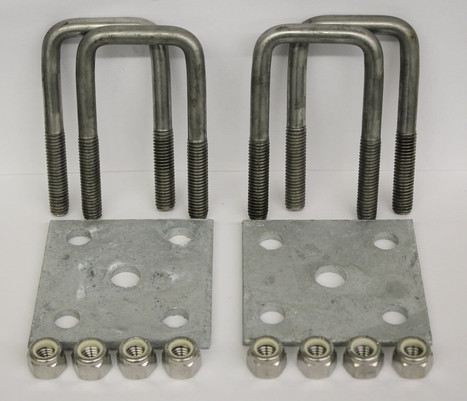 2x4'' Stainless Steel Square U-Bolt Tie Plate Kit