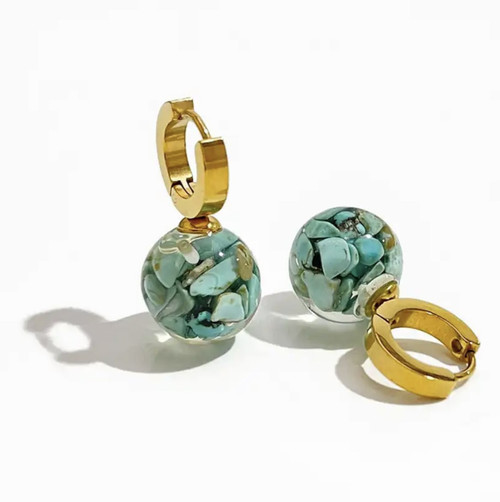 Mermaid Earrings - Water Friendly Gold & Turquoise Earrings