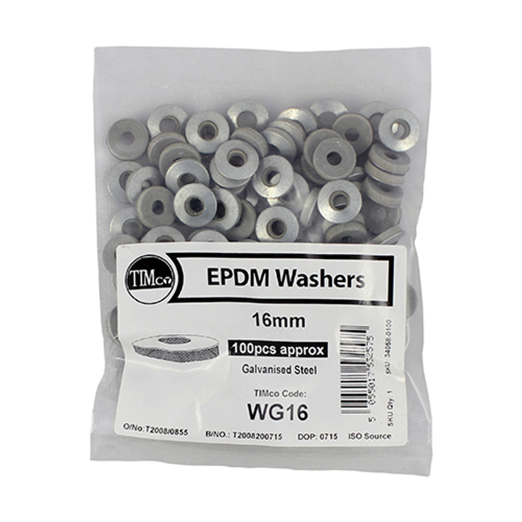 16mm EPDM Galvanised Washer (QTY 100 PCS), MPN WG16