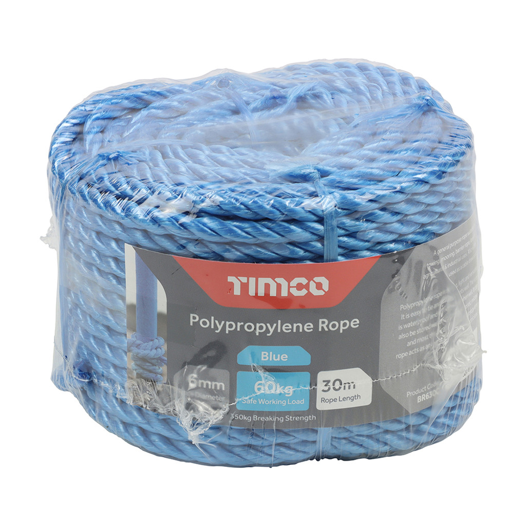 6mm x 30m Blue Poly Rope - Coil (QTY 1), MPN BR630C